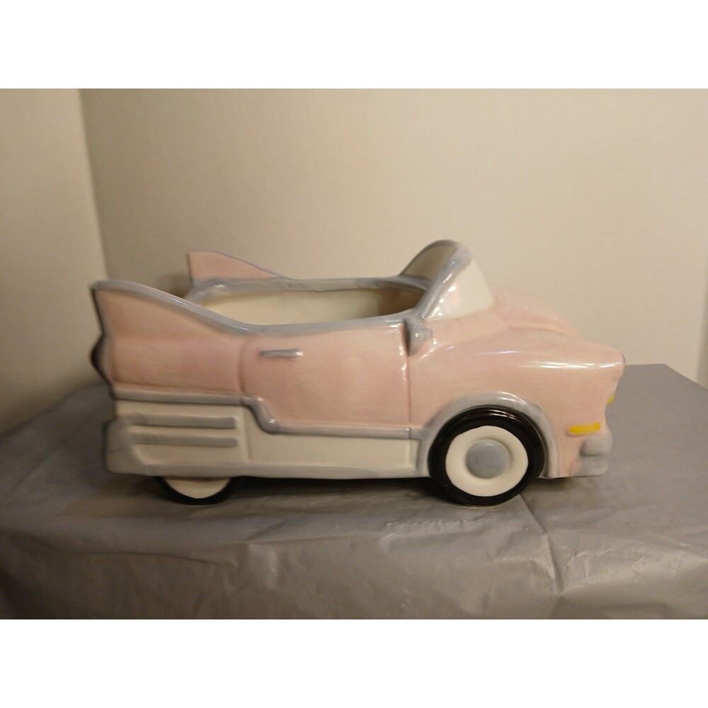 Pink Cadillac Ceramic Car Planter 8.5x 6x 3.5 Approx. RARE Beautiful